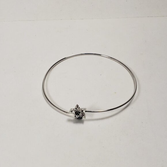 Sterling Silver overlay Cuff Bracelet - Ice Blossom Flower - Swarovski Crystal - Picture 8 of 9